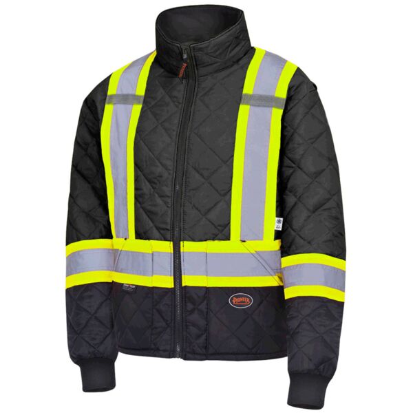 COG - HI-VIZ BLACK QUILTED FREEZER/WORK SAFETY JACKET Thumbnail