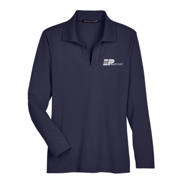 Embroidered Ladies' Plaited Long Sleeve Polo Thumbnail