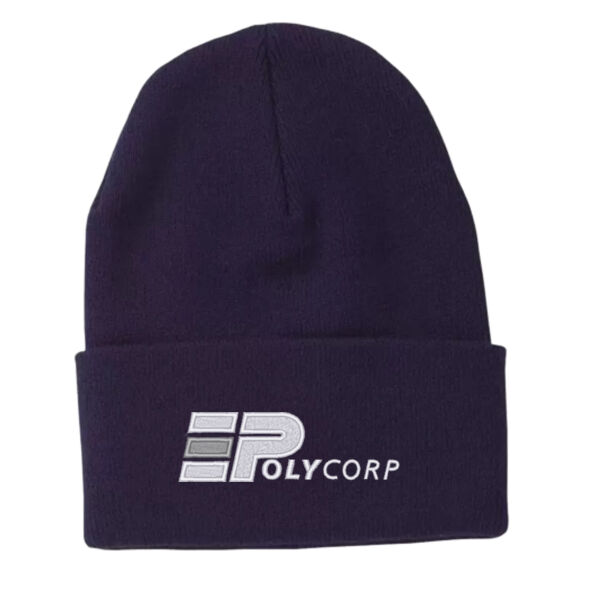 Embroidered Unisex Navy Knit Hat Thumbnail